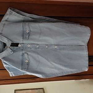 BRAND NEW...womens light blue denim vest. Matching pants avail for sell as well